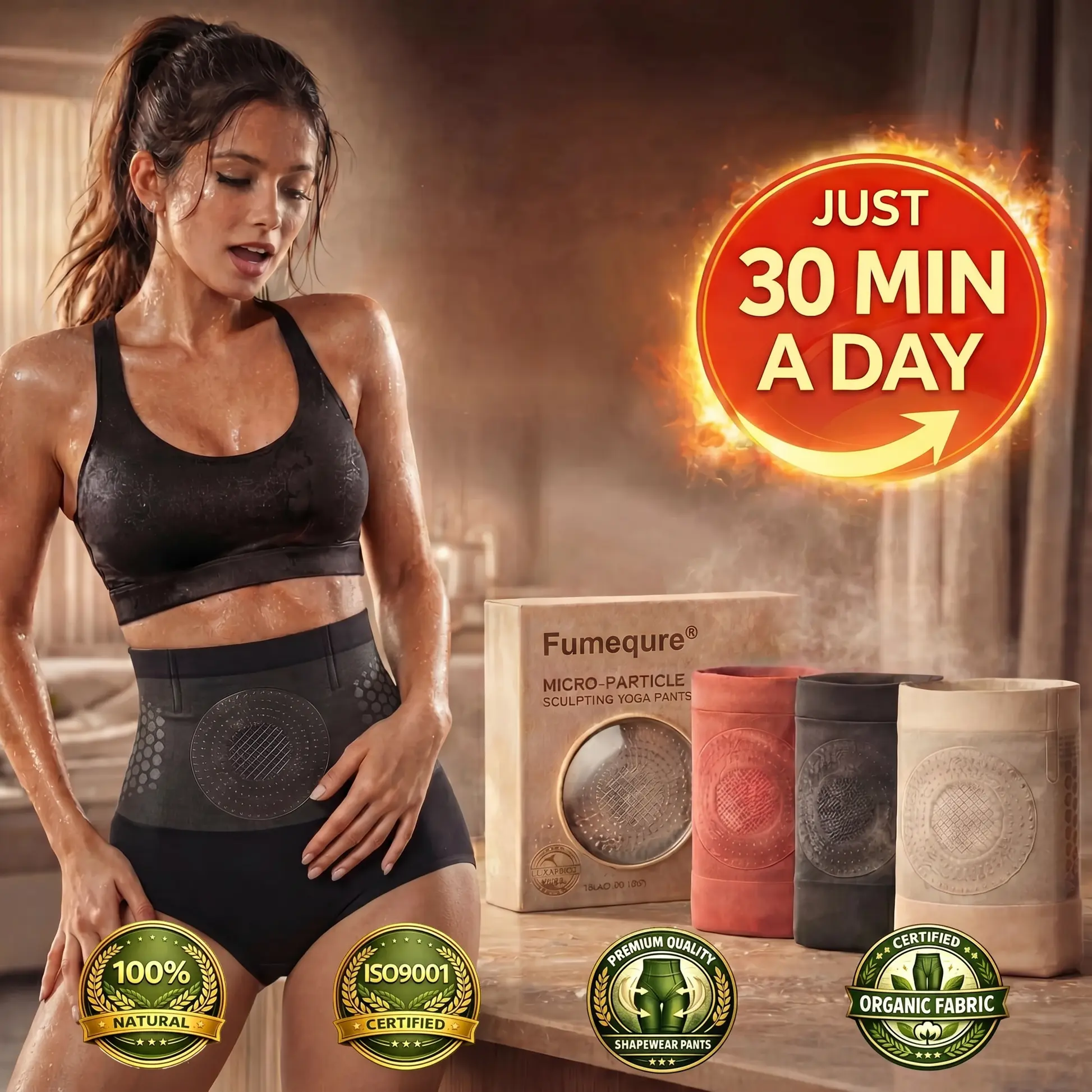 Fumepure® 2026 NEW RELEASE Moringa & Berberine 4‑In‑1 Micro‑Particle Sculpting & Fat‑Burn Shorts