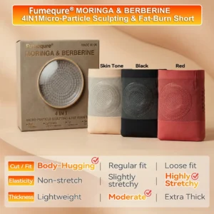 Fumepure® 2026 NEW RELEASE Moringa & Berberine 4‑In‑1 Micro‑Particle Sculpting & Fat‑Burn Shorts